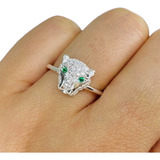 Anillo Puma Cubic Blanco Y Verde Micropave Ap 428