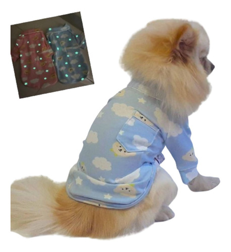 Roupa Pet Cachorro Gato Macho Inverno Pijama Brilha Escuro