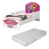 Mini Cama Infantil Para Menina Com Colchão Patrulha Skye Sky