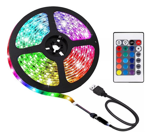 Tira Led 5050 Color Rgb 5 Metros Con Control Usb