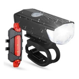 Kit Farol Bike Led Recarregável Potente Dianteira + Traseira