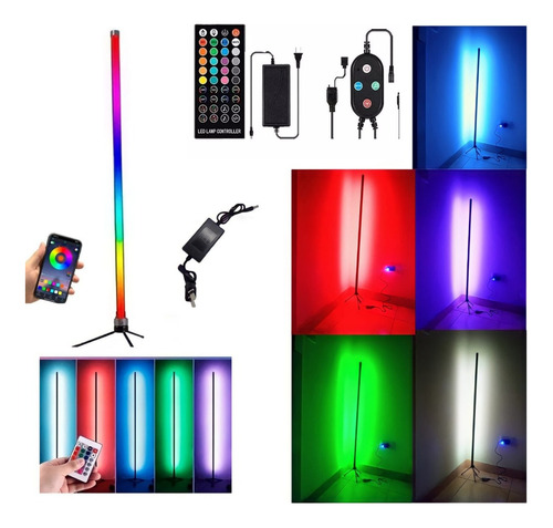 Luz Lampara Pie Esquinero Rgb Bluethoot Audioritmica Gamer