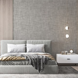 Empapelado De Vinilo Mural Pared Simil Textil Tela Gris 03