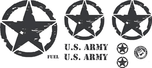 Calcomanias 9 Piezas Sticker Jeep Estrellas U S Army