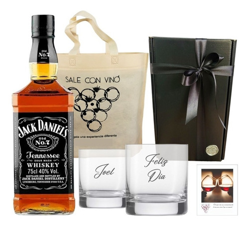 Box Wisky Jack Daniels Nº7 + 2 Vasos Wisky