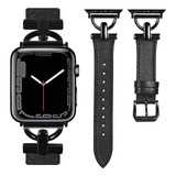 Malla De Cuero Para Apple Watch 38/40/41mm Negro-negro