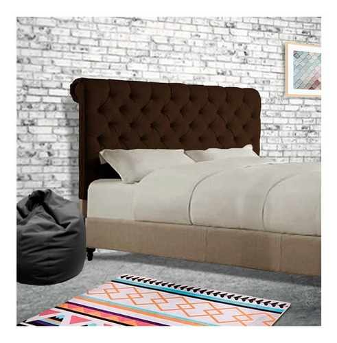 Muebles Cabecera Chocolate Lachalle Queen Size Cabezal