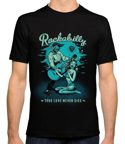 Playera Camiseta Rockabilly Nunca Morira Retr Logo Calavera 