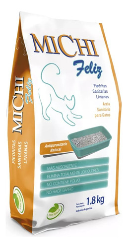 Michi Feliz Piedras Sanitarias Bolsa 1,8kg X 3un Para Gato