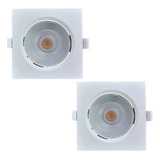 Par 02 Spot Led Quadrado 7w Luz Neutra 4000k Direcionável 110v/220v