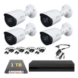 Kit Cctv Dahua 4 Cámaras Microfono 2mp 1tb Dvr 8 Baluns