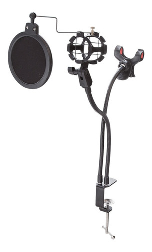 Mitzu Tri-2000 Base Para Microfono Kit 3 En 1 Color Negro