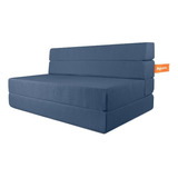 Sofa Cama Doble Agusto ® Sillon Plegable Matrimonial Colchon Color Azul