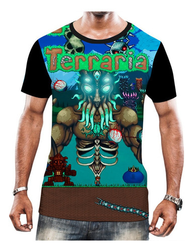 Camias Camiseta Jogo Game Terraria Terror Aventura Sandbox 3