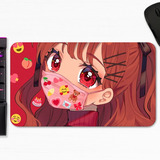 Mouse Pad Chica Anime Barbijo Emojis Cute Kawai Gamer M