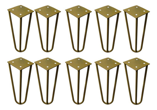 10 Pés De Metal 15 Cm Hairpin Legs Mesas De Centro Dourado