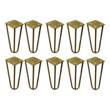 10 Pés De Metal 15 Cm Hairpin Legs Mesas De Centro Dourado