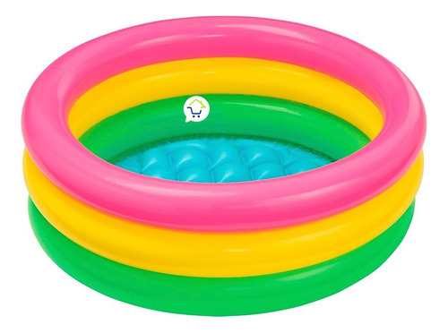 Piscina Inflable Redonda 3 Aros + Base Acolchada Infantil Np