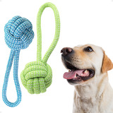 Brinquedo Bola Mordedora Corda Para Cachorro Pet Azul/verde