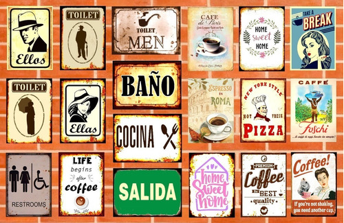 Cuadros De Chapa Para El Hogar - Baño - Cocina - Cafe Pizza