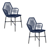 Kit 2 Cadeira Tropicalia Fibra Sintetica Azul-marinho