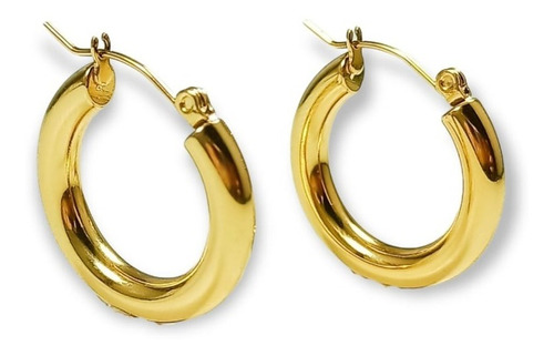 Argollas Aros Bote Minimalista Clasicas Hoop Chapada En Oro