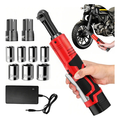 LYAKIXAZY Llave De Trinquete Impacto Matraca Inalámbrica Eléctrica con 2 Baterías 500W, Pistola de Llave De Impacto 3\u002F8 Pulgadas y Velocidad Variable, Llave De Trinquete Recargable Con 7 Dados y Caja | Meses sin interés