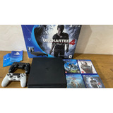 Playstation 4 Slim 500gb - 2 Controles - 4 Jogos