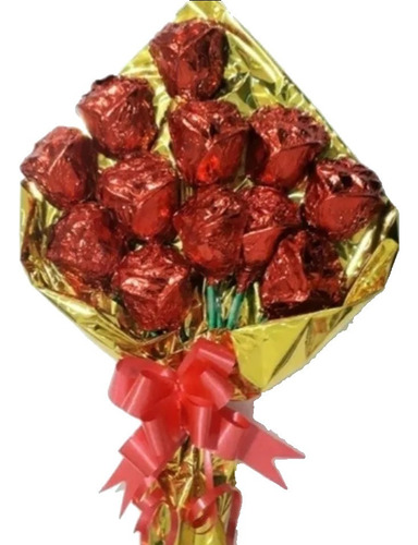 Ramo 12rosas Dechocolate Regalo Cumpleaños Mujer Novia Madre