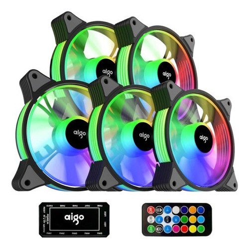 Cooler Fan Aigo Ar12 Argb 5 Fans 48cfm + Controladora