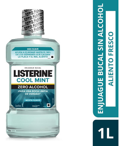 Enjuague Bucal Listerine® Cool Mint Zero Alcohol X 1 Lt