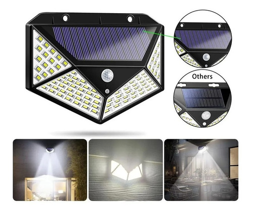 Aplique Lampara Solar 114 Led Con Sensor De Movimiento