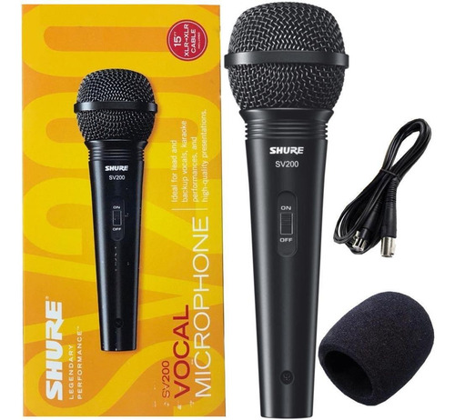 Microfone Shure Sv200 Dinâmico + Espuma + Cabo Xlr X Xlr