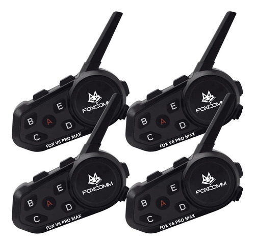 Pack X4 Intercomunicador Bluetooth Fox V6 Pro Max P/moto