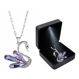 Collar Cisne Zirconias + Estuche Luz Led