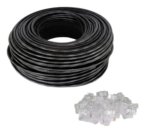 Cable Utp 30m Cat5 + Bolsa De Fichas Rj45 50 Unidades