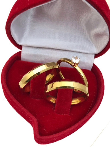 Par Alianças Casamento Aço Inox Fina 4mm Lisa+anel Noivado