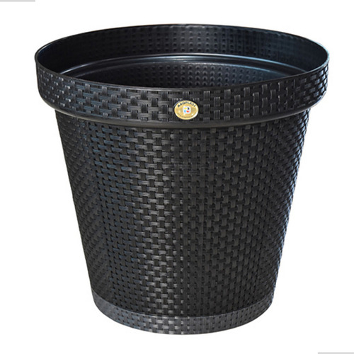 Vaso Grande Rattan 36l Preto Decorativo Plantas 