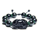 Pulsera De Riqueza De Obsidiana Negra Feng Shui Regalos...