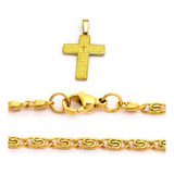 Conjunto Oro 18 Kilates 50x3 + Dije Padre Nuestro - Caracol 