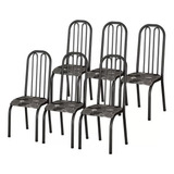 Conjunto Kit 6 Cadeiras  Para Cozinha Jantar Em Aço Metal