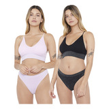 Bipack Colaless Mujer Lurex Negro - Rosado Corona