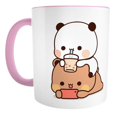 Taza Cerámica Rosa Ositos Bubu y Dudu Diseño Bubble Tea 325 mL | MercadoLibre