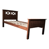 Cama Cruz 1 Plaza 80 X 190 Madera Pino Macizo Individual Color Cedro