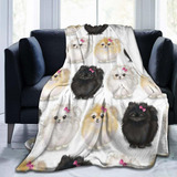 Pomeranians Pattern Print Fleece Blanket Winter Throw M...