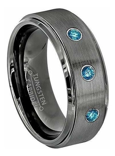 Anillo Tungsteno Hombre Diamante Azul 0.21ctw