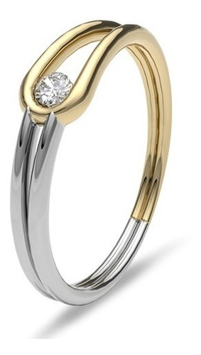 Anillo De Compromiso Bitono Amelie Joyas Oro 14k Zirconia 