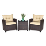 Set De Jardín Mimbre 3pzs Beige Gpl