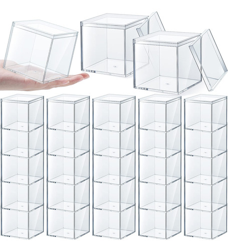 Yulejo 30 Cajas De Acrilico Transparente Con Tapa, Cubo Cuad