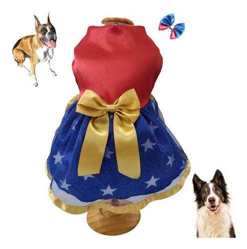 Fantasia Marvel Comics Mulher Maravilha Roupa Pet Vestido